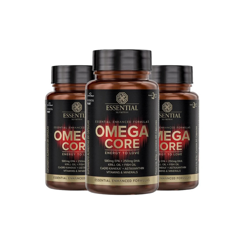 3 Unidades Ômega Core 60 Capsulas Essential Nutrition